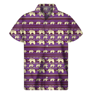 Cute Indian Tribal Elephant Print Men's Short Sleeve Shirt