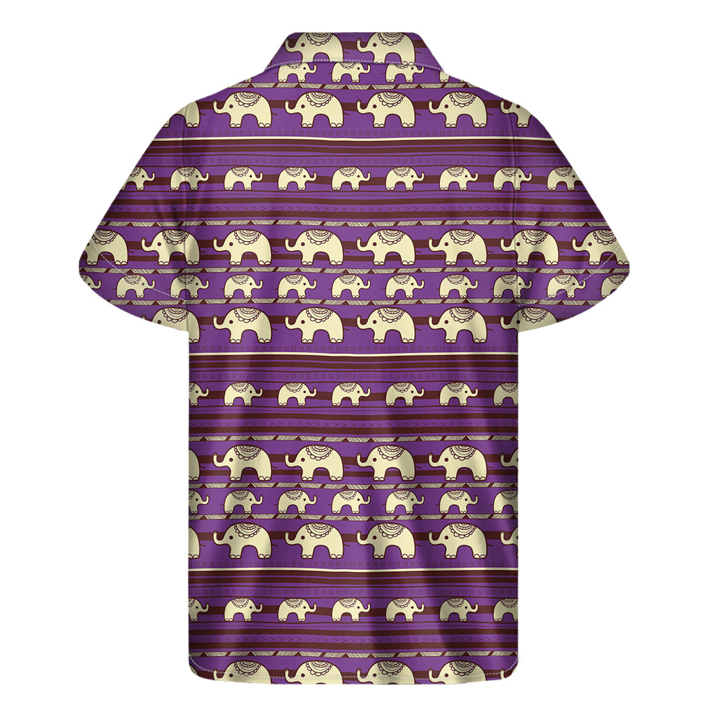 Cute Indian Tribal Elephant Print Men's Short Sleeve Shirt