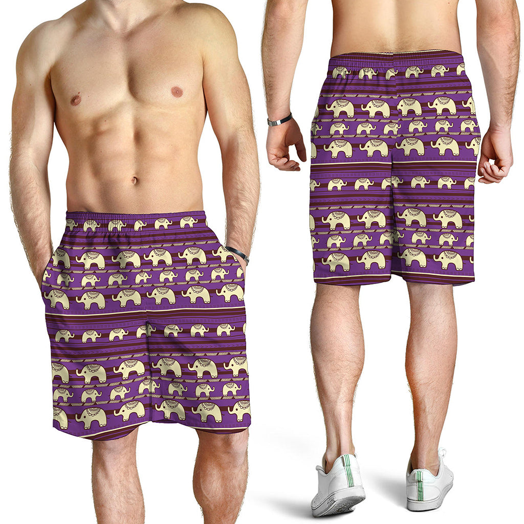 Cute Indian Tribal Elephant Print Men's Shorts