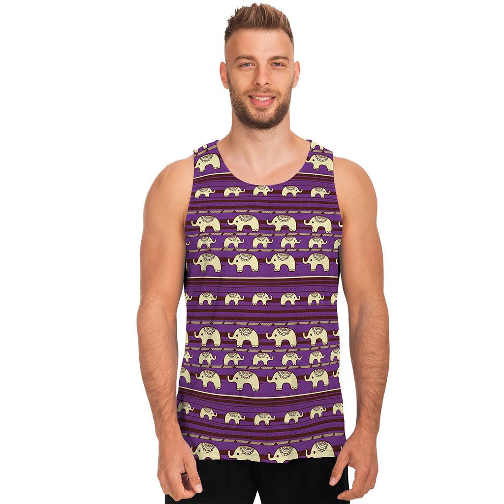 Cute Indian Tribal Elephant Print Men's Tank Top