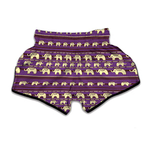 Cute Indian Tribal Elephant Print Muay Thai Boxing Shorts