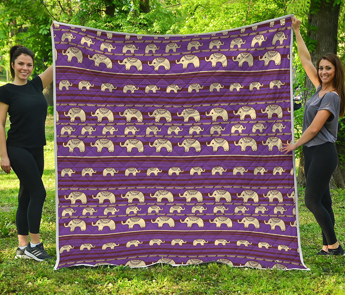Cute Indian Tribal Elephant Print Quilt