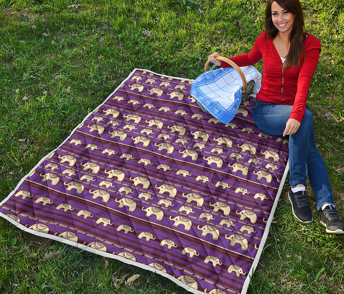 Cute Indian Tribal Elephant Print Quilt
