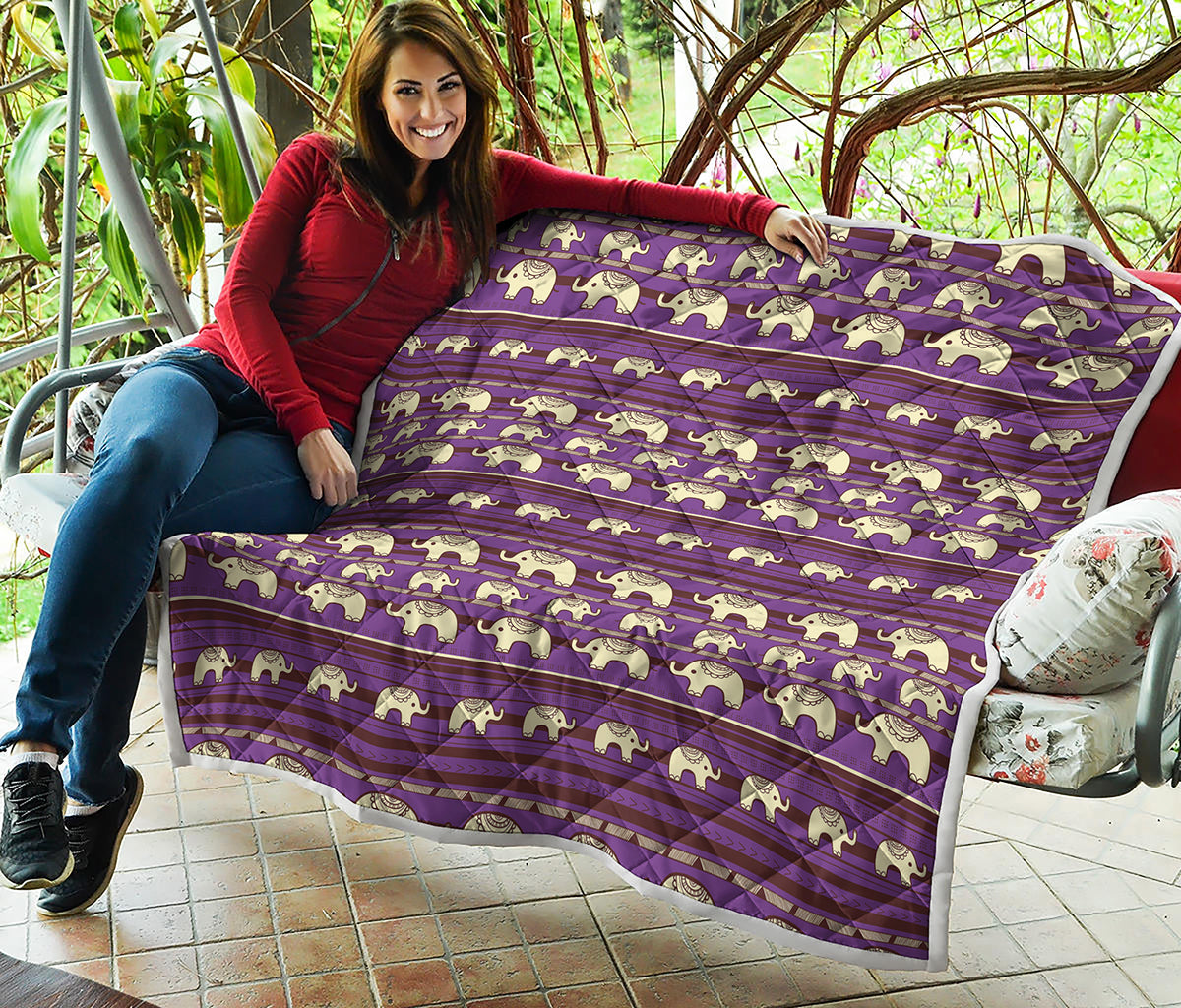 Cute Indian Tribal Elephant Print Quilt