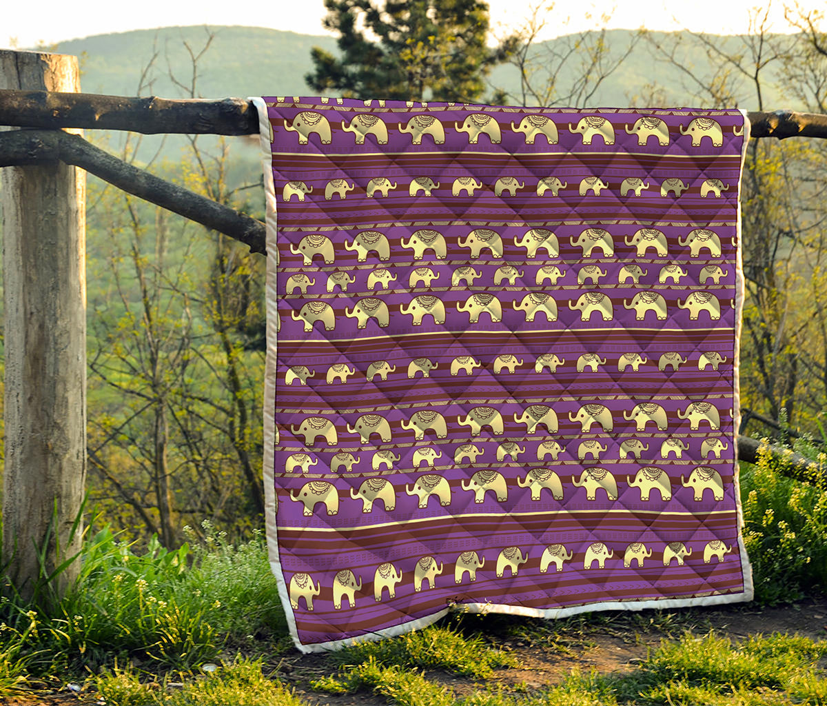 Cute Indian Tribal Elephant Print Quilt