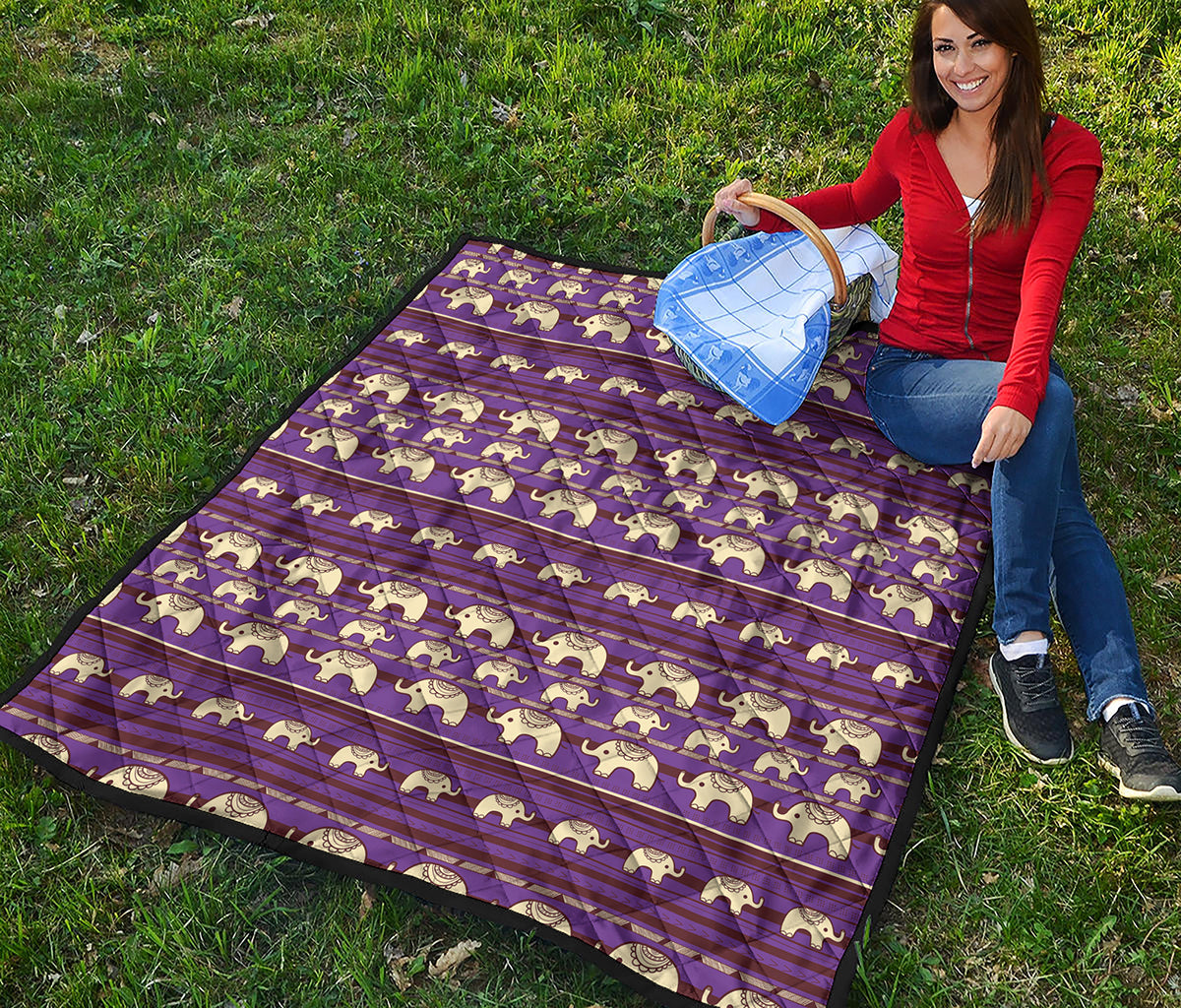 Cute Indian Tribal Elephant Print Quilt