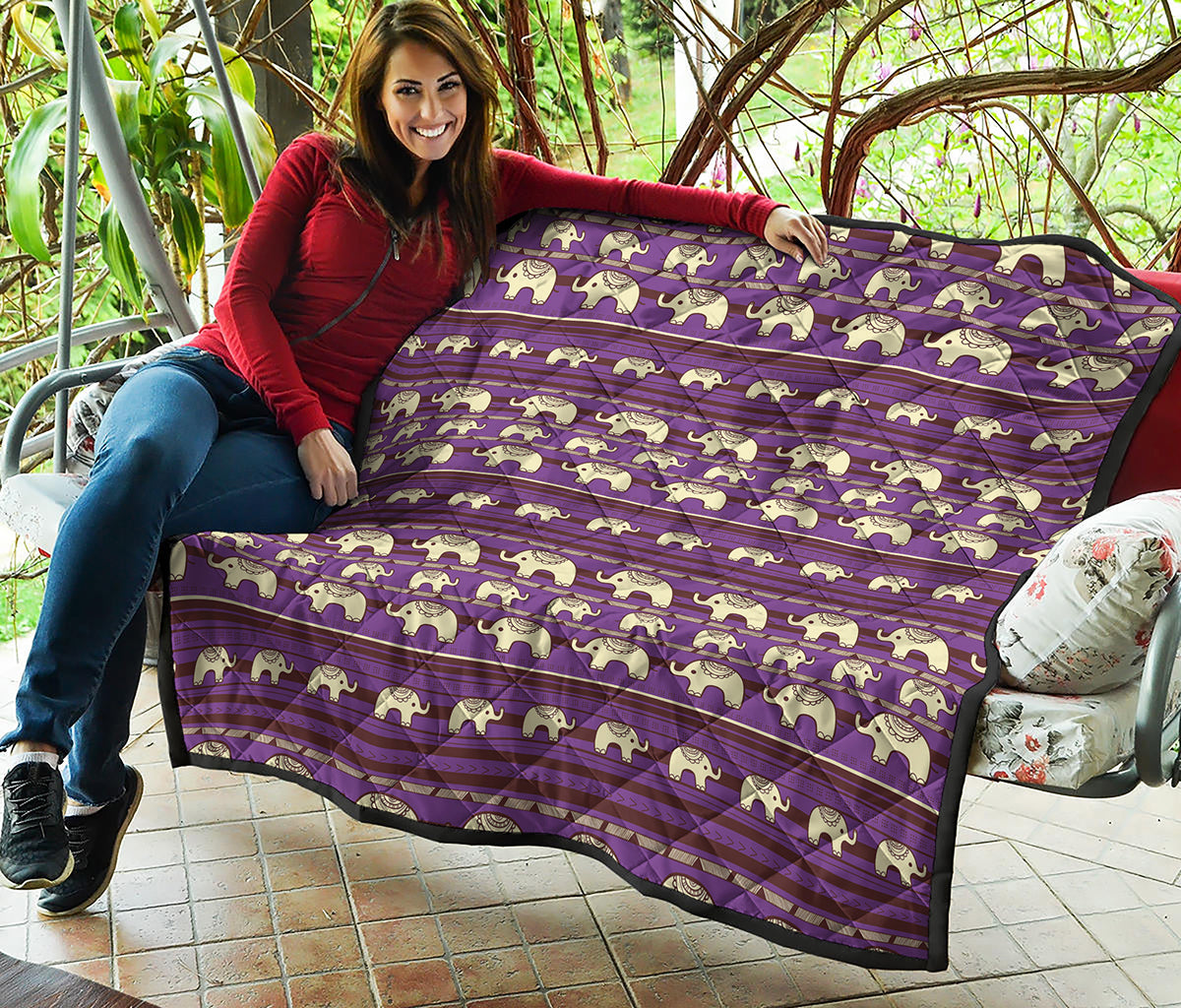 Cute Indian Tribal Elephant Print Quilt