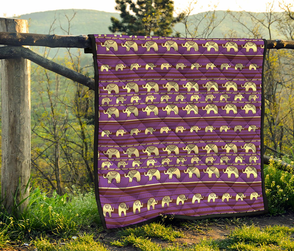 Cute Indian Tribal Elephant Print Quilt