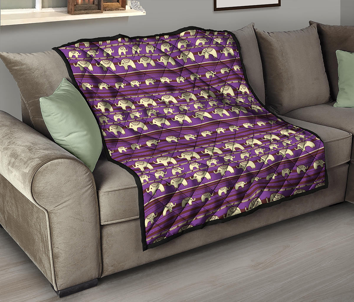 Cute Indian Tribal Elephant Print Quilt