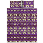 Cute Indian Tribal Elephant Print Quilt Bed Set