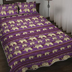 Cute Indian Tribal Elephant Print Quilt Bed Set