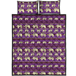 Cute Indian Tribal Elephant Print Quilt Bed Set