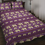 Cute Indian Tribal Elephant Print Quilt Bed Set