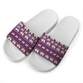Cute Indian Tribal Elephant Print White Slide Sandals