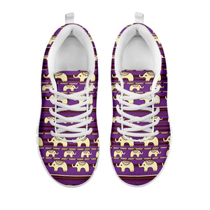 Cute Indian Tribal Elephant Print White Sneakers