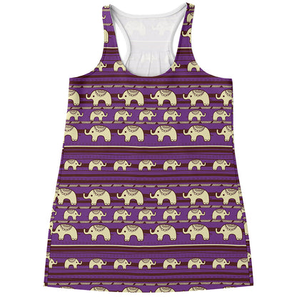 Cute Indian Tribal Elephant Print Women's Racerback Tank Top