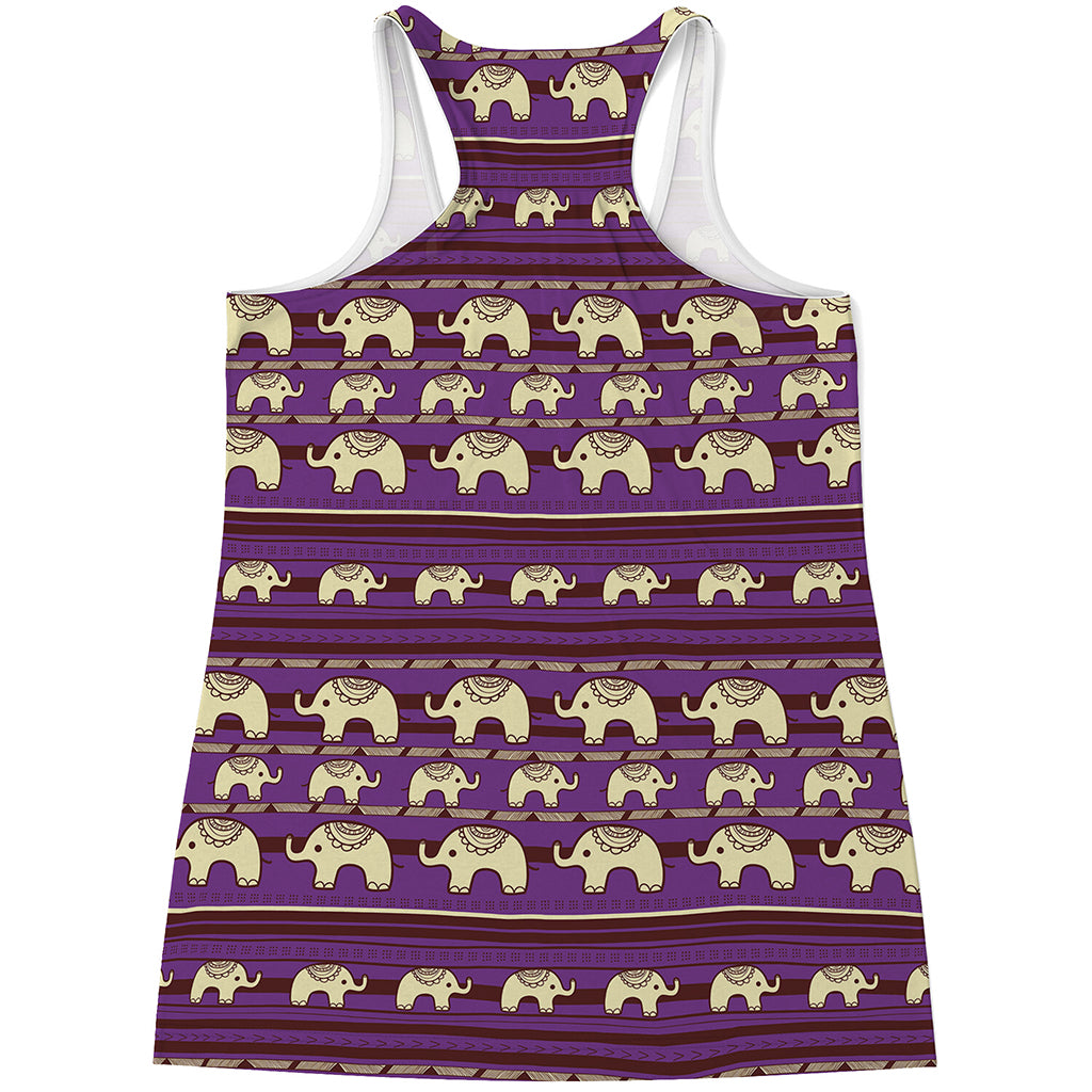 Cute Indian Tribal Elephant Print Women's Racerback Tank Top