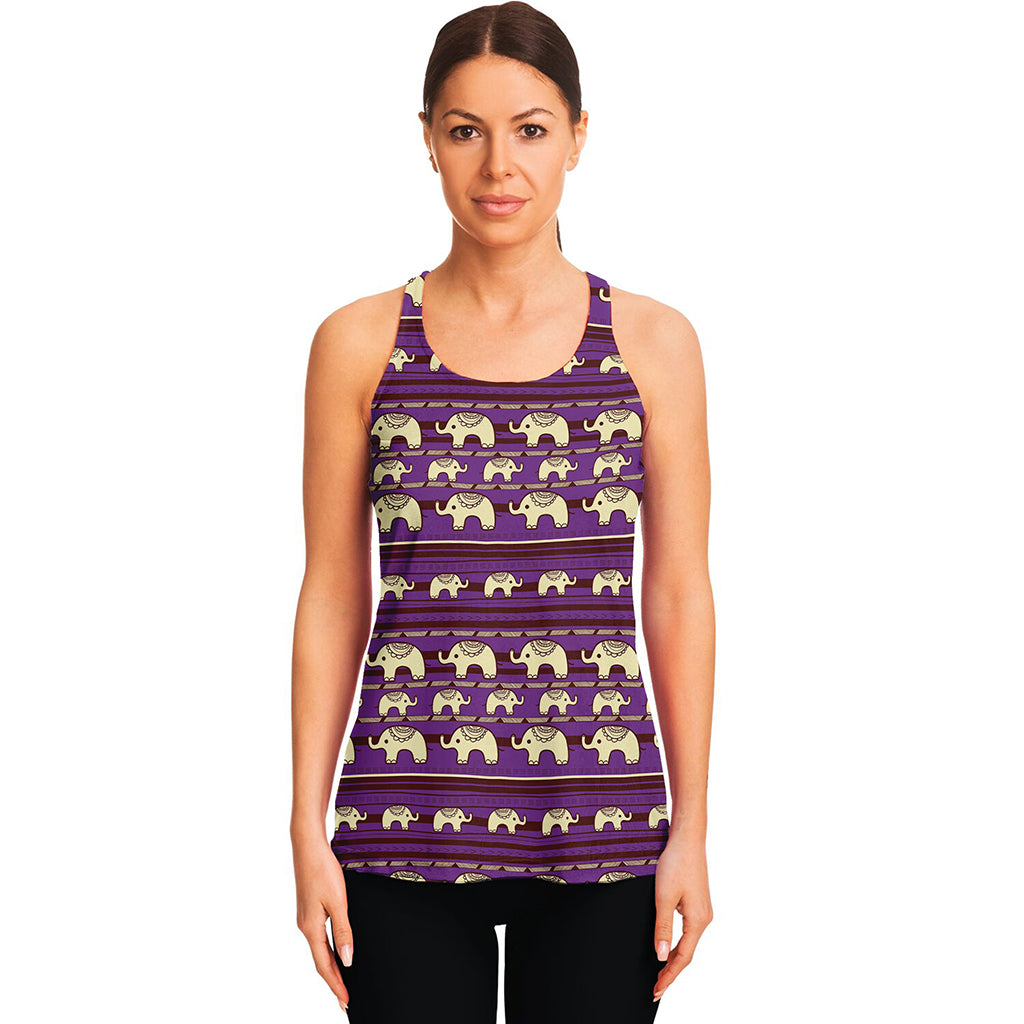 Cute Indian Tribal Elephant Print Women's Racerback Tank Top