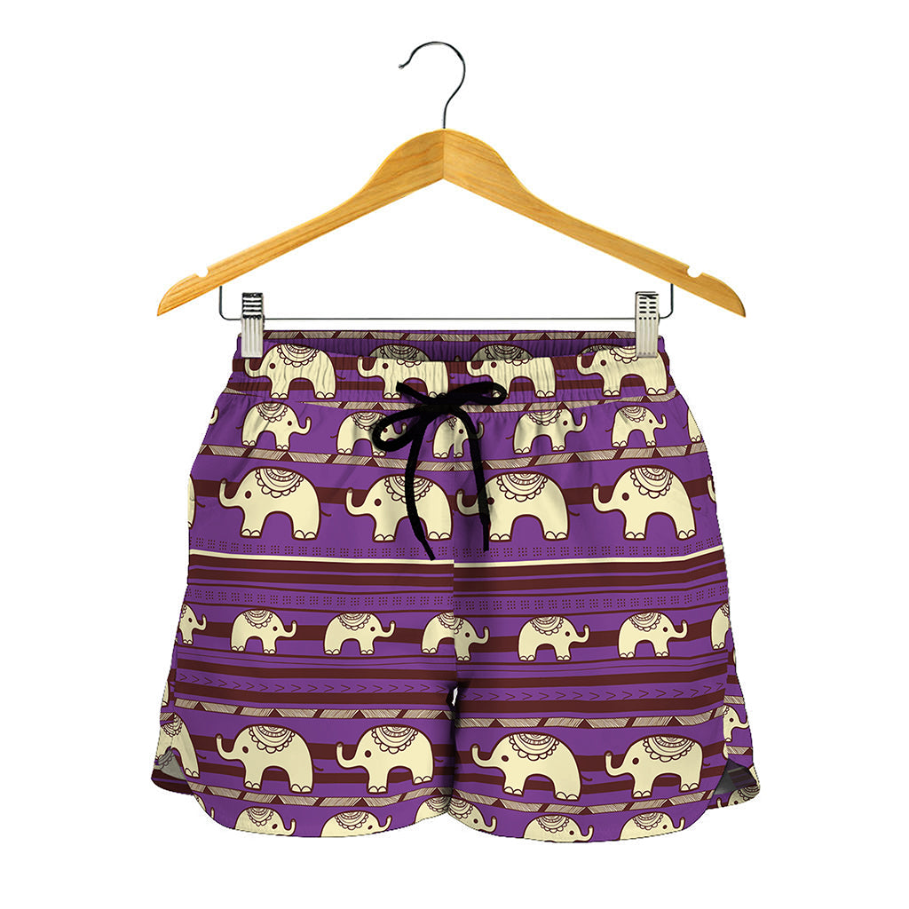 Cute Indian Tribal Elephant Print Women's Shorts