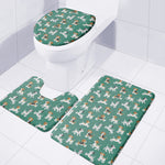 Cute Jack Russell Terrier Pattern Print 3 Piece Bath Mat Set