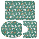 Cute Jack Russell Terrier Pattern Print 3 Piece Bath Mat Set