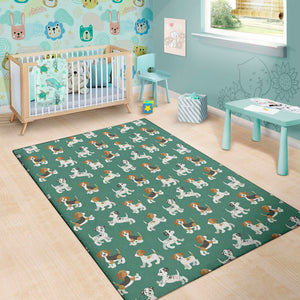 Cute Jack Russell Terrier Pattern Print Area Rug