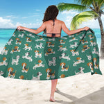 Cute Jack Russell Terrier Pattern Print Beach Sarong Wrap