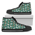 Cute Jack Russell Terrier Pattern Print Black High Top Sneakers