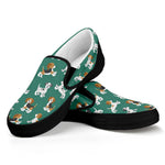 Cute Jack Russell Terrier Pattern Print Black Slip On Shoes