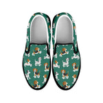 Cute Jack Russell Terrier Pattern Print Black Slip On Shoes