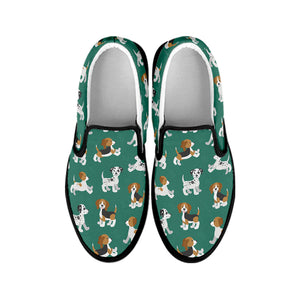 Cute Jack Russell Terrier Pattern Print Black Slip On Shoes