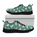 Cute Jack Russell Terrier Pattern Print Black Running Shoes
