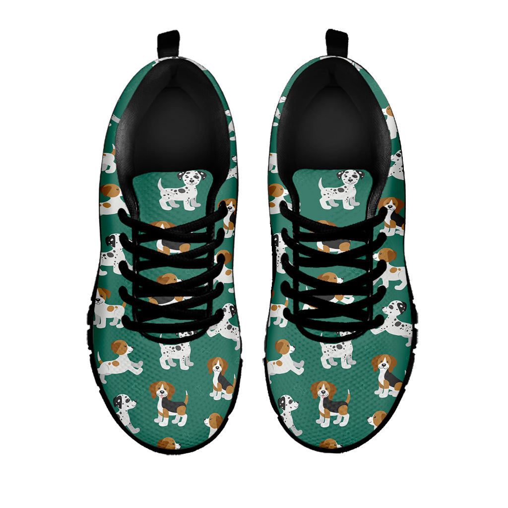 Cute Jack Russell Terrier Pattern Print Black Sneakers