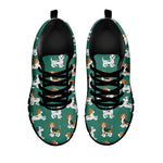 Cute Jack Russell Terrier Pattern Print Black Sneakers