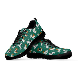 Cute Jack Russell Terrier Pattern Print Black Sneakers