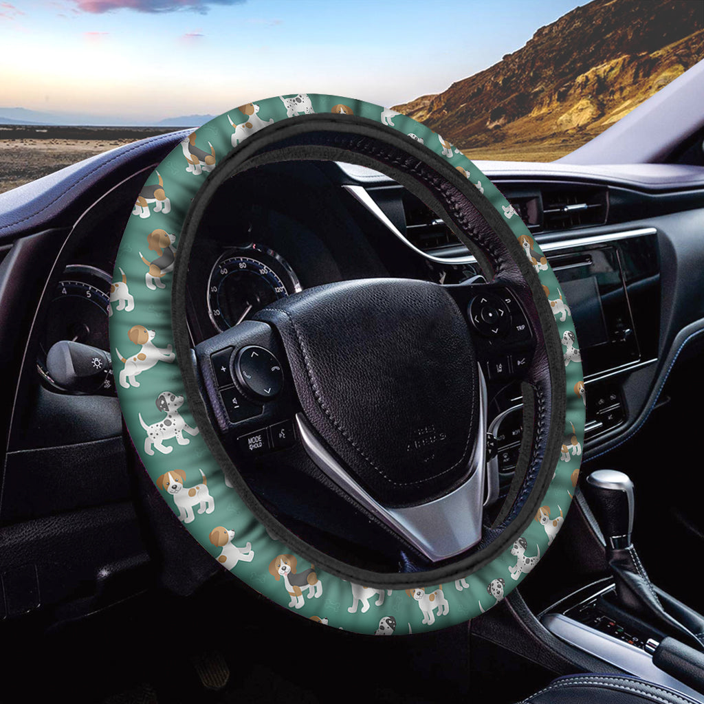 Cute Jack Russell Terrier Pattern Print Car Steering Wheel Cover