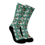Cute Jack Russell Terrier Pattern Print Crew Socks