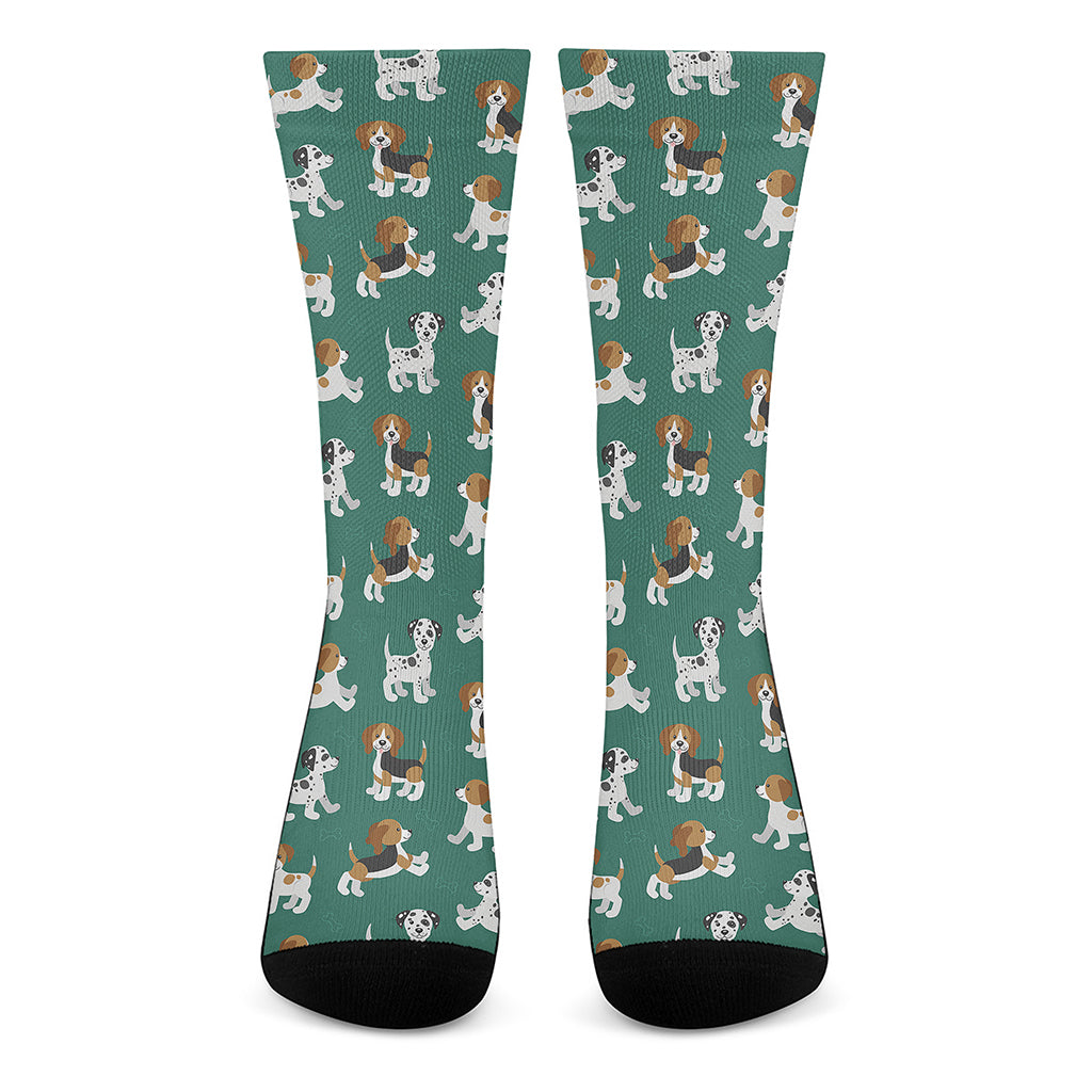 Cute Jack Russell Terrier Pattern Print Crew Socks