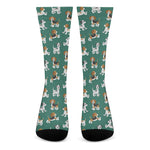 Cute Jack Russell Terrier Pattern Print Crew Socks