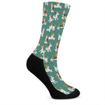 Cute Jack Russell Terrier Pattern Print Crew Socks