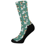 Cute Jack Russell Terrier Pattern Print Crew Socks
