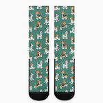 Cute Jack Russell Terrier Pattern Print Crew Socks