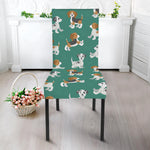 Cute Jack Russell Terrier Pattern Print Dining Chair Slipcover
