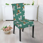 Cute Jack Russell Terrier Pattern Print Dining Chair Slipcover