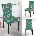 Cute Jack Russell Terrier Pattern Print Dining Chair Slipcover