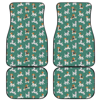 Cute Jack Russell Terrier Pattern Print Front and Back Car Floor Mats