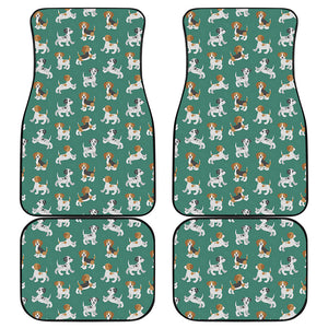 Cute Jack Russell Terrier Pattern Print Front and Back Car Floor Mats