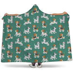 Cute Jack Russell Terrier Pattern Print Hooded Blanket