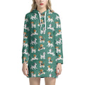 Cute Jack Russell Terrier Pattern Print Pullover Hoodie Dress