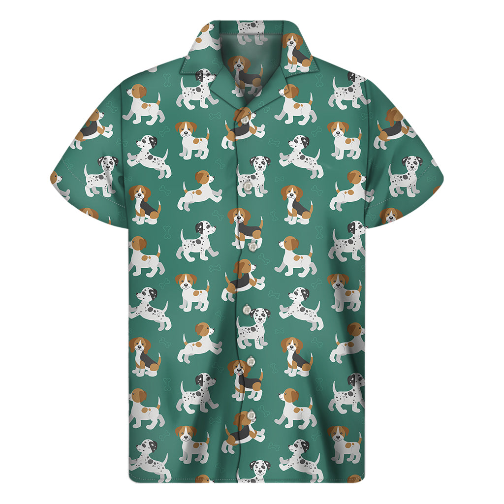 Cute Jack Russell Terrier Pattern Print Men's Short Sleeve Shirt